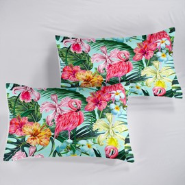 AILONEN Flamingo Duvet Cover Set Queen Size,Tropical Flamingo Pattern Bedding Set for Kids Boys Girls,Flamingo Pattern Comforter Cover Set,1 Quilt Cover 2 Pillowcases 3 Piece