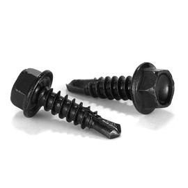 #10 x 5/8" Sheet Metal Screws 100PCS 410 Stainless Steel Hex Washer Head Tek Screws Fast Self Tapping Screws Black Oxide by SG TZH