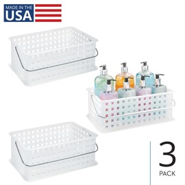 iDesign Portable Shower Caddy Dorm or Bathroom, Set of 3, Clear/Frost, Made in USA Basket