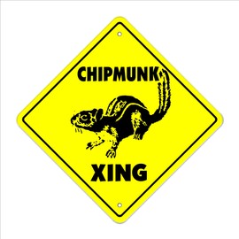 Chipmunk Crossing Sign Zone Xing | Indoor/Outdoor | 14" Tall Plastic Sign chipmunks cage pet funny gag inexpensive rodent