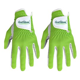 Scott Edward 2-Pack Men's Golf Glove Universal Fit, No-Slip, Breathable, Soft, Washable, Worn on Left Hand, Green (24-M)