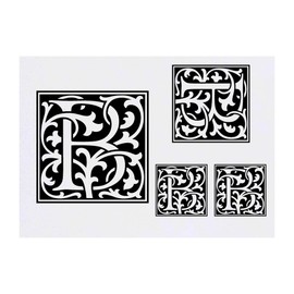 4 x 'Decorative Letter B' Temporary Tattoos - Water Resistant, Skin-Safe, Non-Toxic Transfers, Mixed Sizes (TO00045697)