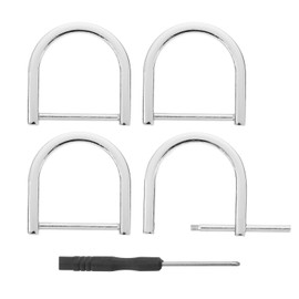 QUARKZMAN D-Rings Screws in Shackle, 4 Pieces 0.98 Inch Zinc Alloy Horseshoe U Shape D-Ring Buckles for Purse DIY Leather Craft Key Chain, Silver