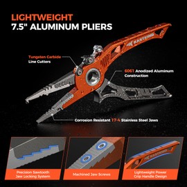 KastKing AlumaStream Finesse Fishing Tool Combo, 7.5” Aluminum Saltwater Fishing Pliers, Crossover Pliers, Wacky & Neko Rig Plier with O-Ring Storage, Fishing Tool Combo, Fishing Gifts for Men