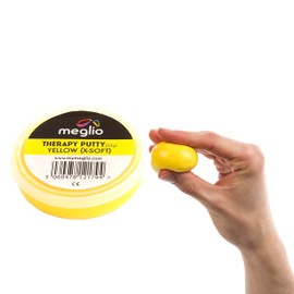 Meglio Hand Therapy Putty - Strength Training & Stress Relief, Hand Exercise Putty for Adults & Childrens, Variable Resistive Strength | (Yellow X-Soft, 53g)