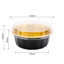 Disposable Ramekins 8 oz, Beasea 50 Pack Black Gold Aluminum Foil Cups with Lids, Disposable Creme Brulee Muffin Cupcake Baking Cup Mini Pudding Cups for Party Wedding Birthday