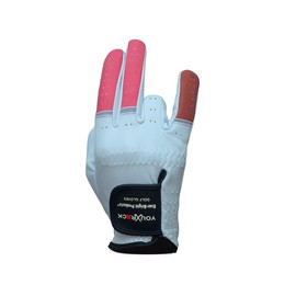 Ever-Bright Men's Golf Gloves OptiColors Premium Leather Golf Gloves .… (Pink Brown, Left Large)