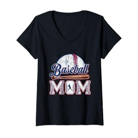 Womens Baseball Mom Gift - Cheering Mother of Boys Outfit V-Neck T-Shirt