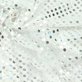 1.1M Sequin Fabric White,Sparkly Shiny Bling Glitter Material Cloth 1 Meter,Sequin Dot Mesh Fabric for Stage Costume,Performance Costume