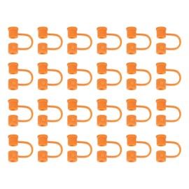 uxcell 24Pcs Straw Cover Cap, Orange Silicone Straw Tips Cover Fits 7.5-8mm OD Drinking Straws, Reusable Dust-Proof Straw Tips