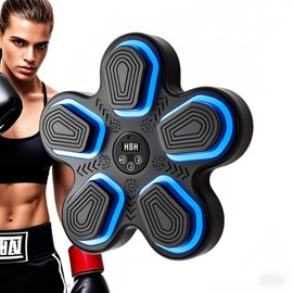 YrouGra Music Boxing Machine, Smart Bluetooth Boxing Training Target with LED Light, 9 Speed Modes, Digital Display, Wall-Mounted Punching Pad(15")