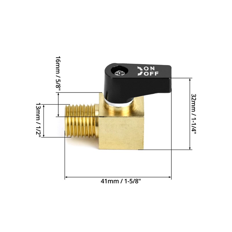 QWORK Air Compressor Valve, 2 Pack, Brass Mini Ball Valve,