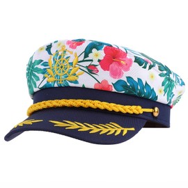 Erying 1PC Tropical Sailor Captain Hat Flower Yacht Hat Boat Party Costume Headwear for Women Men