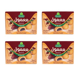 HB Halwani Bros Mini Maamoul Cookies, Assorted Date Filled Round Shortbread Cookies, 100% All Natural, No Additives, No Preservatives, 20 Individually Wrapped Cookies (Pack of 4)