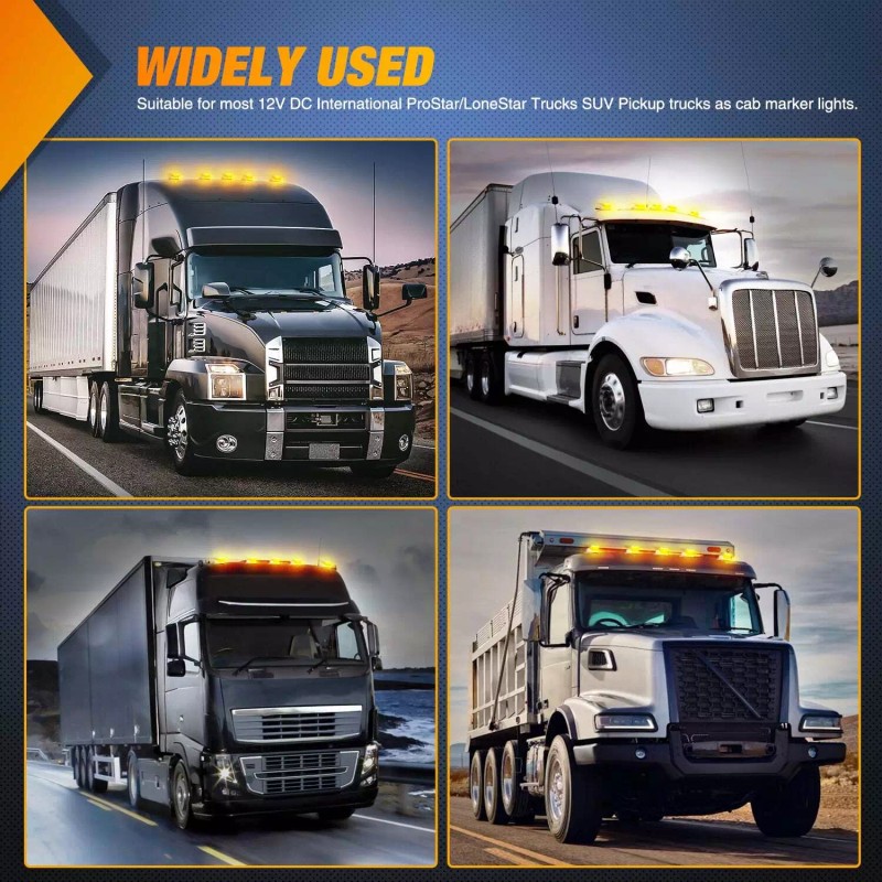 Nilight 5PCS 17LED Amber Cab Roof Marker Light