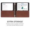 Samsill Contrast Stitch Leather 3 Ring Binder, Portfolio Organizer (Tan,