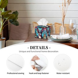 Boston Terrier Stained Dog Breed Glass Art Leather Tissue Box Cover Home Decor Paper Organizer Bathroom Car Office