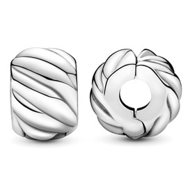 Ruaidhra Sterling Silver Mrano Glass Charms Pendant, Safety Chain Flower Charm Clip Stopper, Charms for Bracelet Necklace, Bead Charms for Women, Sterling Silver