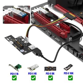 Extensor Horizontal PCIE 1X a 1X USB3.0 para computadora y oficina, para necesidades de conexión, enchufe de extensión para computadora