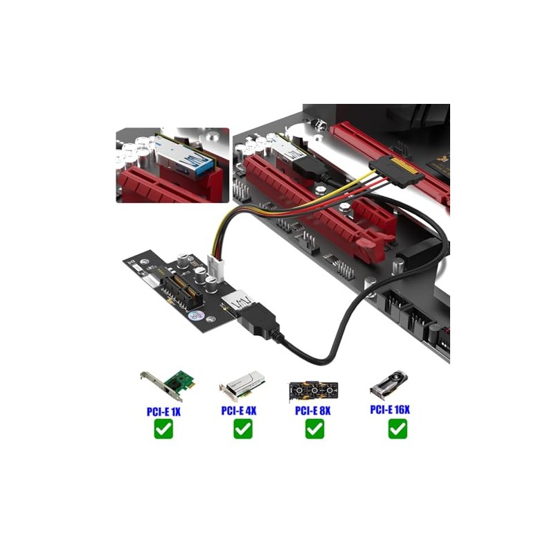 Extensor Horizontal PCIE 1X a 1X USB3.0 para computadora y