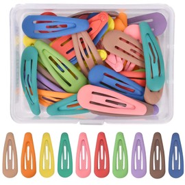 Colorful Hair Clips, 30Pcs Metal Hair Clipsfor Girls, 3cm Kids Hair Clips, Kids Barrettes, Colorful Small Hair Barrettes, Mini Metal Barrettes, Snap Hair Clips with box for Little Girls Baby (Rainbow)