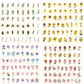 Wzenclave 400 PCS Transparent Flower Stickers Vintage Botanical Clear Decals for Scrapbooking Journaling Envelopes & DIY Crafts Waterproof Floral Stickers for Bullet Journals Planners & Decoration