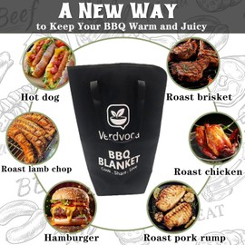 BBQ Blanket for Resting Brisket 21”×16”, Breathable Insulated Meat Wrap for Competition & Camping, Reusable Barbecue Pork Butt Holder, Portable Smoking Accessory, Updated Pro Tyvek Black