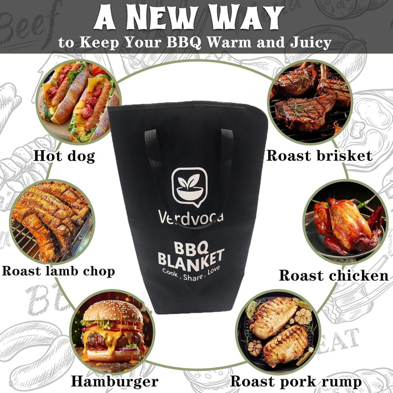 BBQ Blanket for Resting Brisket 21”×16”, Breathable Insulated Meat Wrap