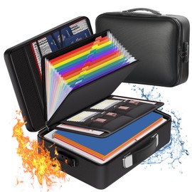 Zanoal Fireproof Safe Document File Organizer Box, 5200°F Portable File Organizer with Lock,Hard Case Highly Flame-Resistant Fire Proof Waterproof File Bag with Lock, Fire Safe Home Valuables Storage