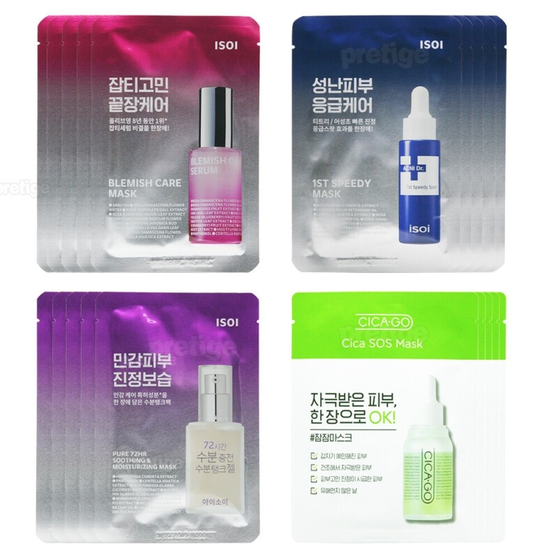 Isoi Mask Pack 10 Sheets - Blemish/Cica/Emergency/Moisture Tank / 아이소이