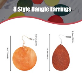 SUPERFINDINGS 8 Pairs Wooden Earrings Big Vintage Geometric Dangle Earrings Stylish Natural Wood Earrings African Ethnic Statement Drop Earrings for Women Jewelry Gifts