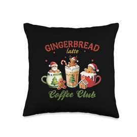 Cozy Winter Christmas Coffee Gingerbread Latte Coffee Club Throw Pillow