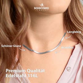 BONNYBIRD® Women's Necklace Made of Premium Stainless Steel, 100% Waterproof and Skin-Friendly, in Silver, Gold and Rose Gold, Stainless Steel, Not Applicable