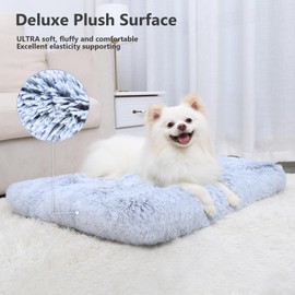 Vonabem Medium Dog Bed Washable, Soft Puppy Crate Beds for Medium Small Dogs and Cats, Plush Soft Puppy Pet Beds, Anti-Slip Dog Cage Mats for Sleeping, Kennel Pad 30 Inch Grey