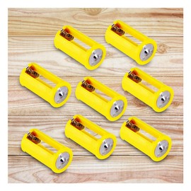 Acxico 8 Pcs AA to Size D Battery Adapters Converter Cases Plastic Parallel Yellow