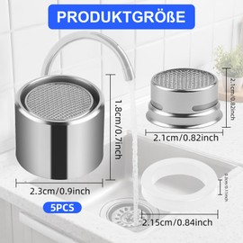 5 Pieces Aerator M22, Tap Filter, Strainer for Tap with Female Thread, Tap Aerator, with Brass Housing, for Bathroom, Kitchen Faucet