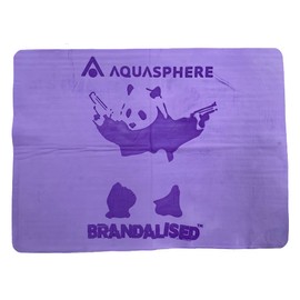 Aqua Sphere AS*BRANDALISED DRY TOWEL BANKSY'S GRAFFITI Panda Guns PURPLE