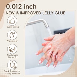 Nail Adhesive Tabs 10 Sheets 240 PCS Long Lasting Press On Nail Sticky Tabs Strong Glue Sticker 12 Sizes 0.3mm Ultra-Thin Waterproof for Shower Suitable for Home DIY Use