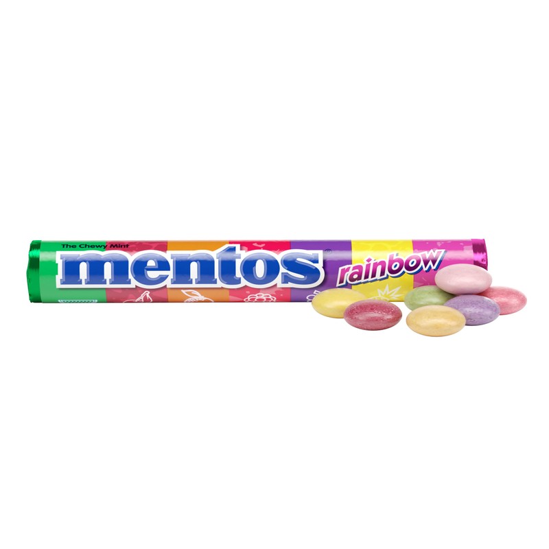 Mentos Chewy Mint Candy Roll, Rainbow Mint Candies, 14 Pieces