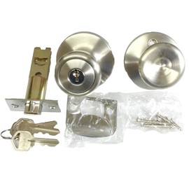 EMS Stainless Steel Store Laundry Room Vestibule Keyed Door Knob Entry Lock Set