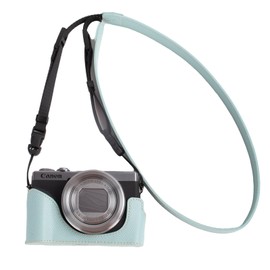 VOVMOEYA Protective Camera Case for Canon Powershot G7X series,fit for Canon PowerShot G7X Mark III/G7X Mark II/G7 X Half Case With Adjustable Shoulder Strap PU g7x mark iii accessories lightweight-BL