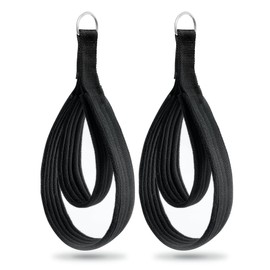 Wonderful Day 2PCS Pilates Straps for Reformer, Comfortable Enhanced Thickness, Fitness D-Ring Double Loop Exercise Straps for Home Gym Workout (Black)