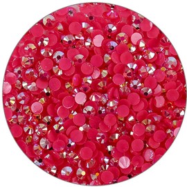 Kdkyy 500 Pieces SS30 6mm Flatback Rhinestones Clear Glasses Round Gems AB Crystals for Nail Art DIY Crafts Clothes Glitter Stones Dark Rose Red