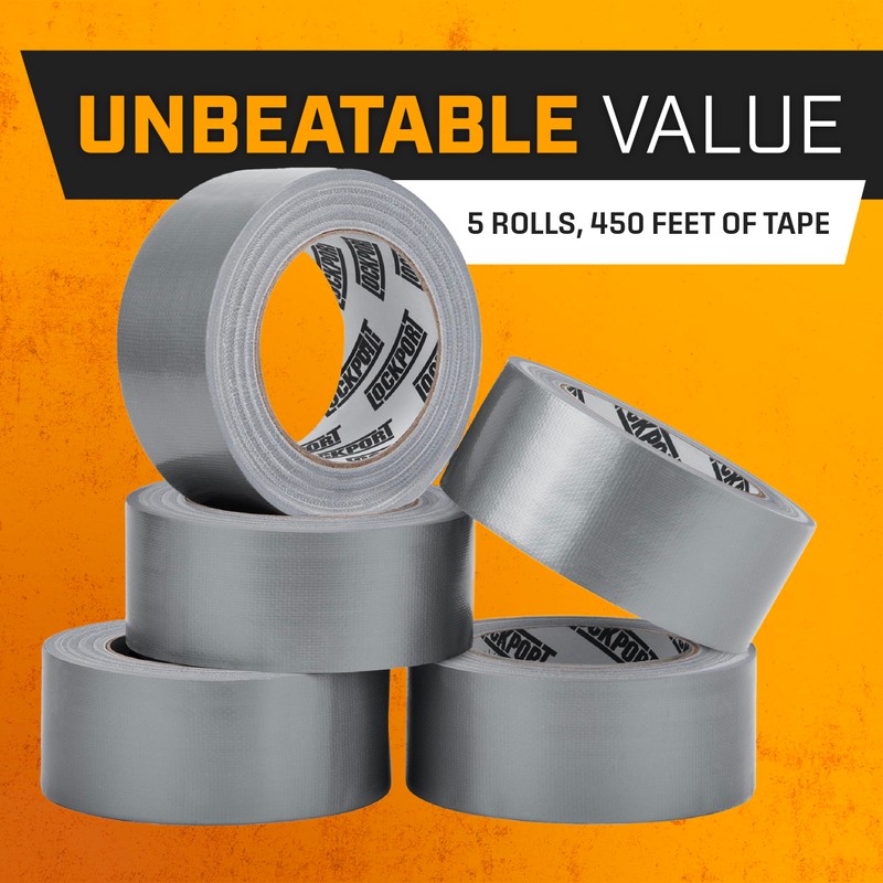 Lockport 5 Pack Duct Tape Heavy Duty Waterproof, Strong Adhesive