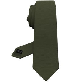 Olive Green Tie Premium Mens Wide Gabardine Matt Necktie Tuxedo Asparagus Color Solid Corbatas (Asparagus, Wide 3.35")