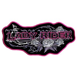 Hot Leathers Pink Lady Rider Bling and Roses 5" x 2" Motorcycle Biker Patch - 1 Piece Rectangular Sewing Decorative Patch