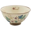 Hasami Ware 62366 Rice Bowl (Large), Flower (Strawberry) Handle, Purple