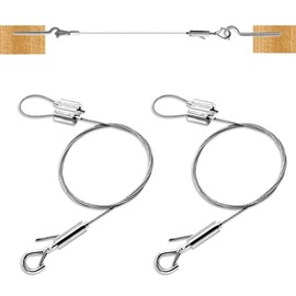 Pack of 2 Steel Cable with Eyelets Adjustable Rope Hanging, 50 cm Heavy Wire Rope Tensioner Stainless Steel Rope Curtain Rope System Tensioning System Photo Rope Tension Set for Curtains, Curtains