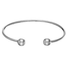 Silverly Women's 925 Sterling Silver Torque Double Ball Open Bangle Bracelet