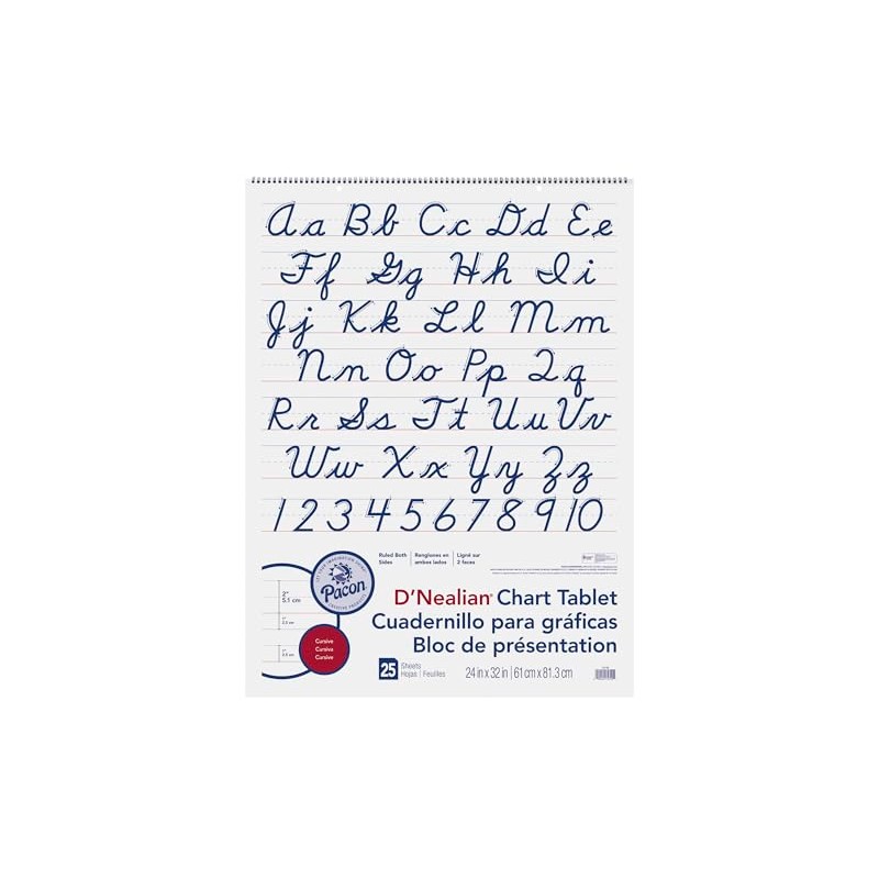D'Nealian Chart Tablet, 24"X32", Cursive, 25 Sheets